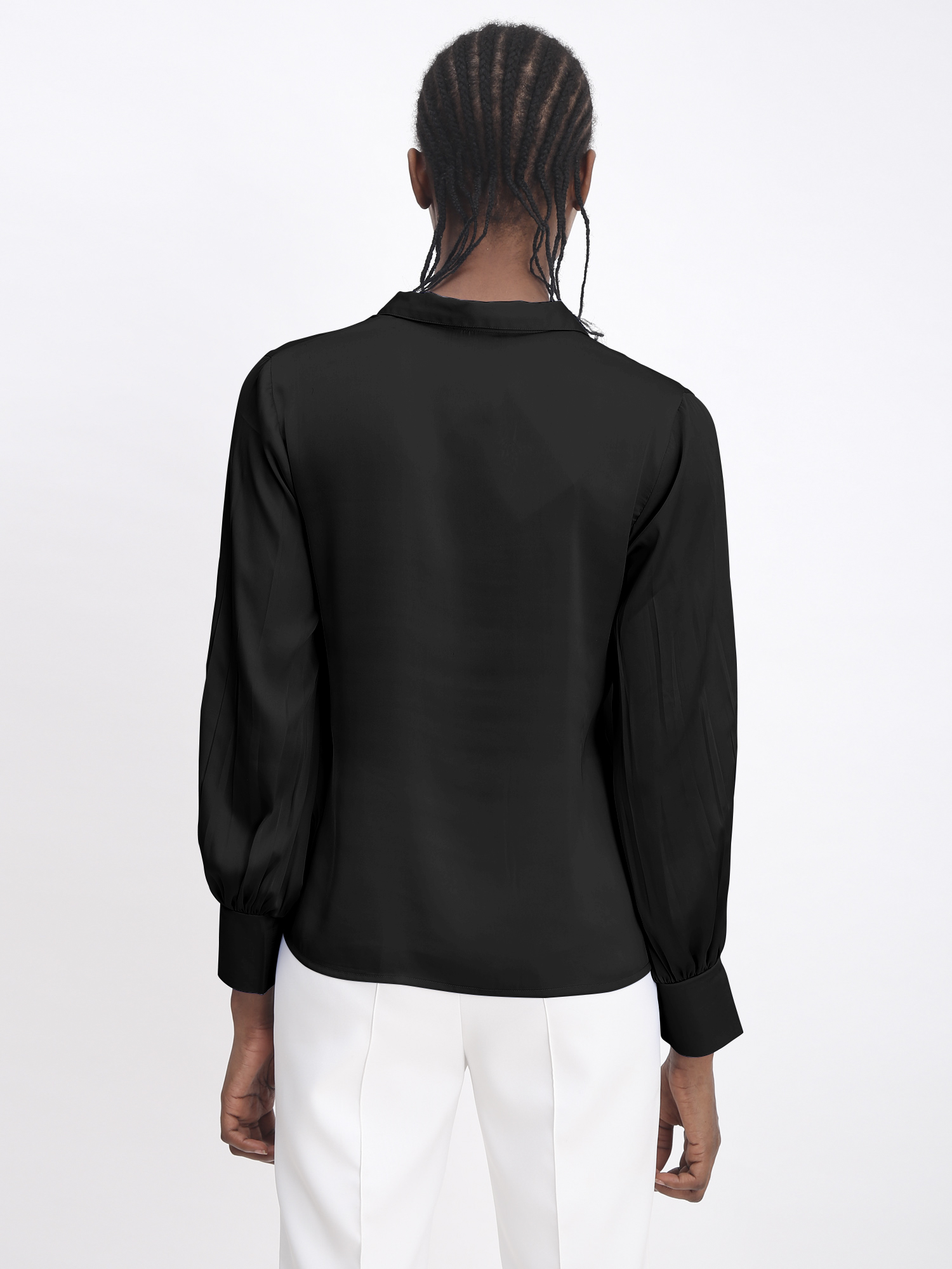 Pastel Shirt With Puffed Sleeves Black - Back